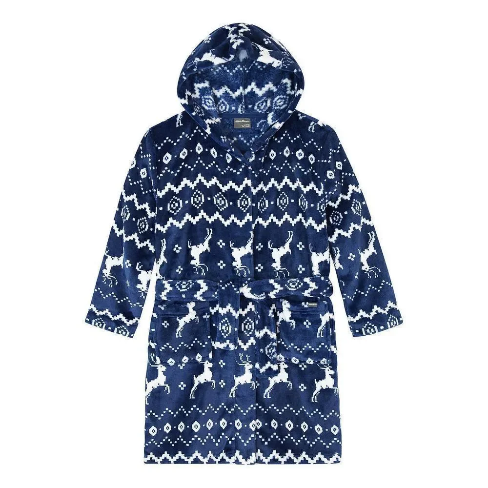 NEW! Eddie Bauer Youth 3 Pc PJ Set, LS Top, Pant & Robe, Reindeer- Unise… - Picture 9 of 16